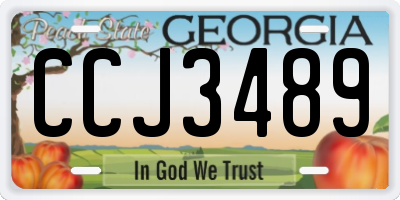 GA license plate CCJ3489