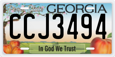 GA license plate CCJ3494