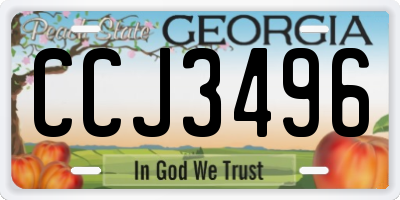 GA license plate CCJ3496
