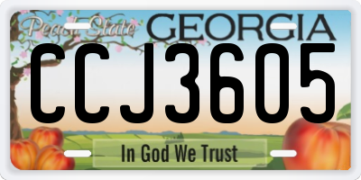 GA license plate CCJ3605