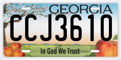 GA license plate CCJ3610