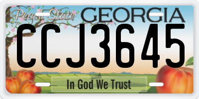 GA license plate CCJ3645