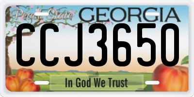 GA license plate CCJ3650
