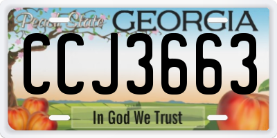 GA license plate CCJ3663