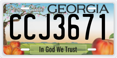 GA license plate CCJ3671