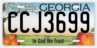 GA license plate CCJ3699