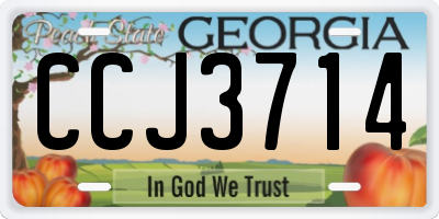 GA license plate CCJ3714