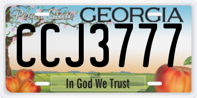 GA license plate CCJ3777