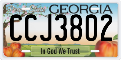 GA license plate CCJ3802