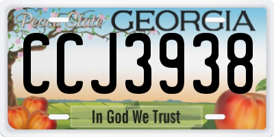 GA license plate CCJ3938