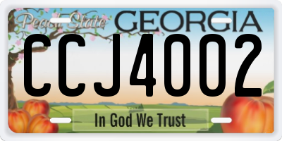 GA license plate CCJ4002