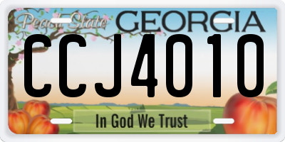 GA license plate CCJ4010