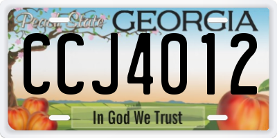 GA license plate CCJ4012