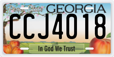 GA license plate CCJ4018