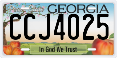 GA license plate CCJ4025
