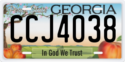 GA license plate CCJ4038