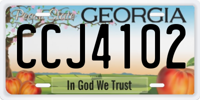 GA license plate CCJ4102