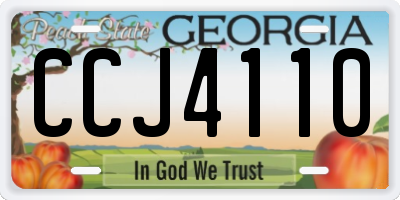 GA license plate CCJ4110