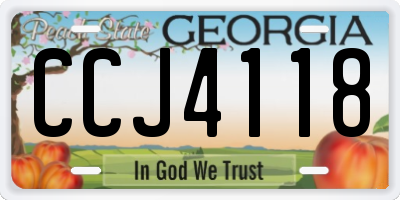 GA license plate CCJ4118