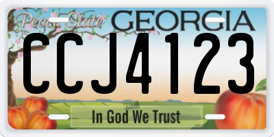 GA license plate CCJ4123