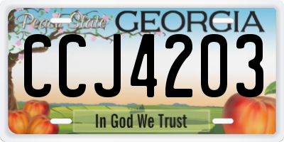 GA license plate CCJ4203