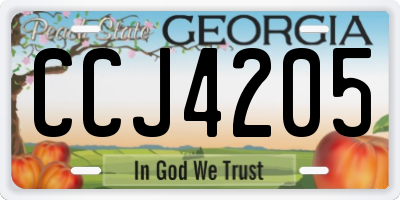 GA license plate CCJ4205
