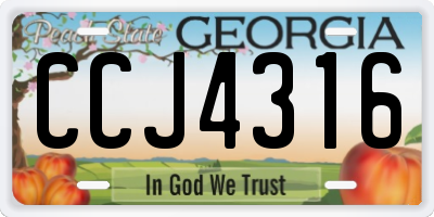 GA license plate CCJ4316