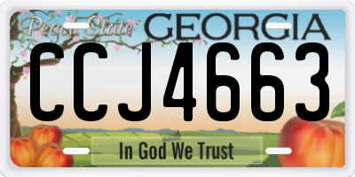 GA license plate CCJ4663