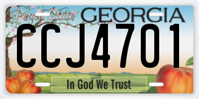 GA license plate CCJ4701