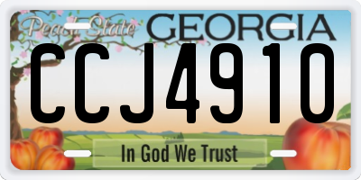 GA license plate CCJ4910