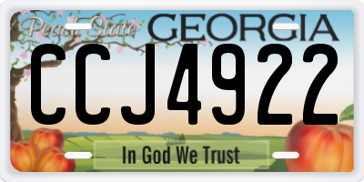 GA license plate CCJ4922