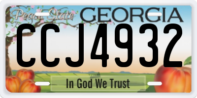 GA license plate CCJ4932