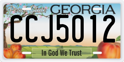 GA license plate CCJ5012