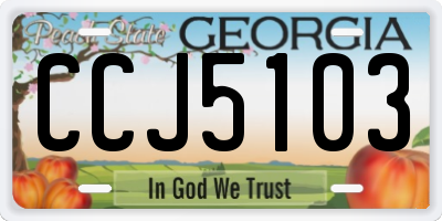 GA license plate CCJ5103