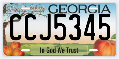 GA license plate CCJ5345