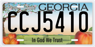 GA license plate CCJ5410