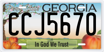 GA license plate CCJ5670