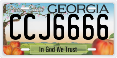GA license plate CCJ6666