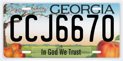 GA license plate CCJ6670