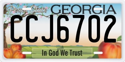 GA license plate CCJ6702