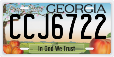 GA license plate CCJ6722