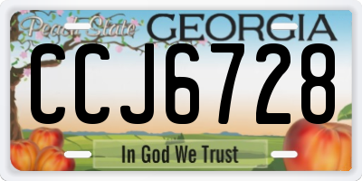 GA license plate CCJ6728