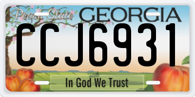 GA license plate CCJ6931