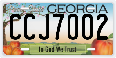 GA license plate CCJ7002