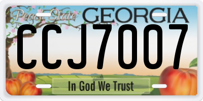 GA license plate CCJ7007