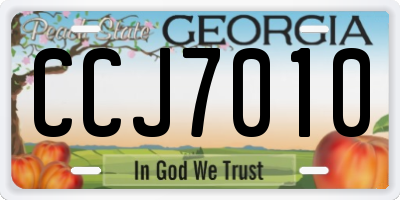 GA license plate CCJ7010