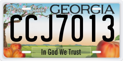 GA license plate CCJ7013