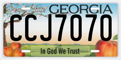 GA license plate CCJ7070