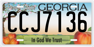 GA license plate CCJ7136