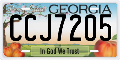 GA license plate CCJ7205